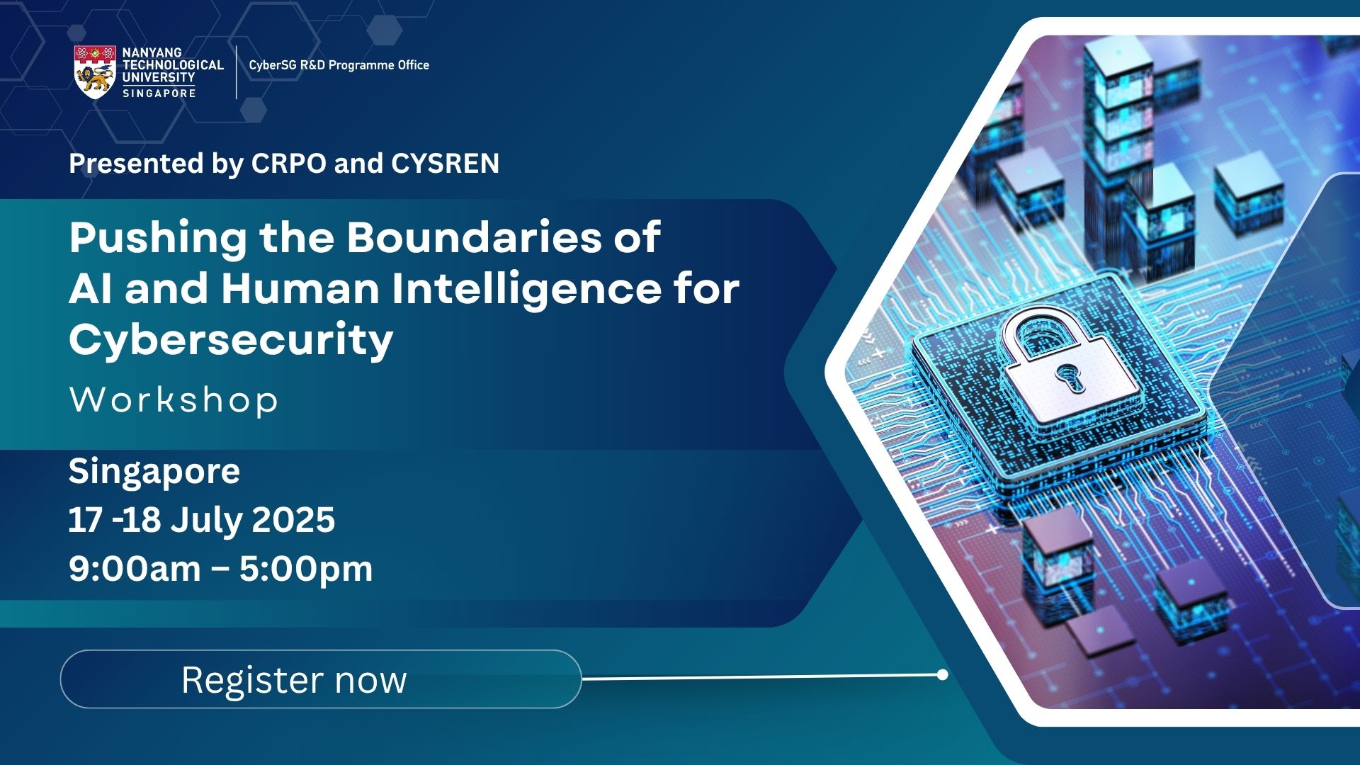 Web banner for the inaugural Pushing the Boundaries of AI and Human intelligence for Cybersecurity workshop
