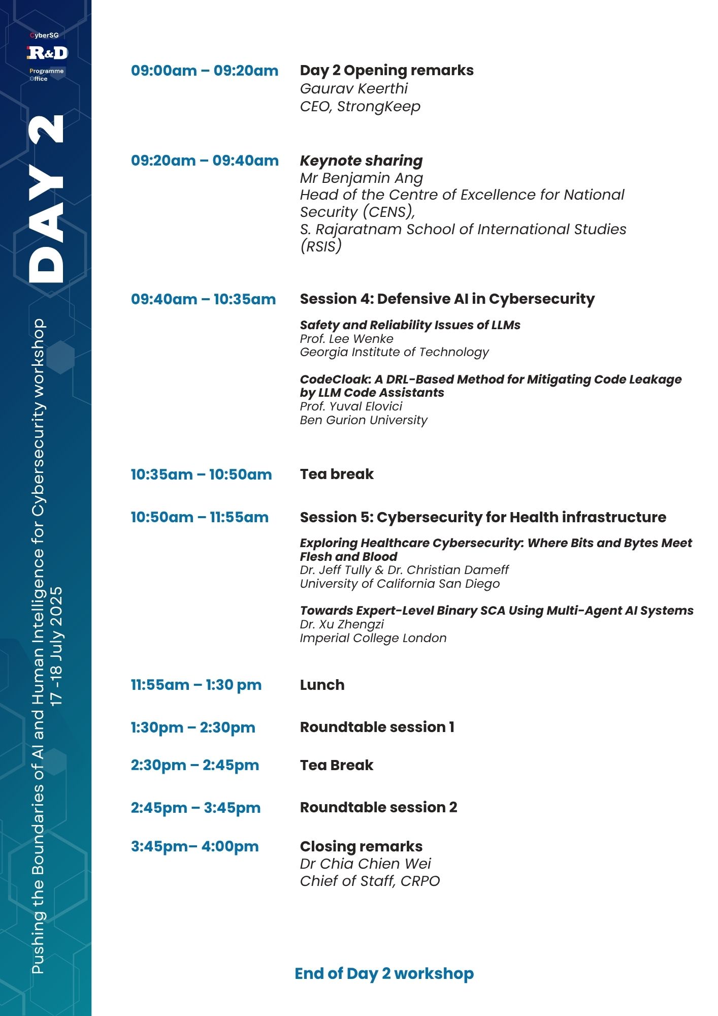 Edited copy of the Day 2 programme