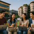AI generated image of students on campus