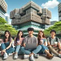 AI generated image of students on campus