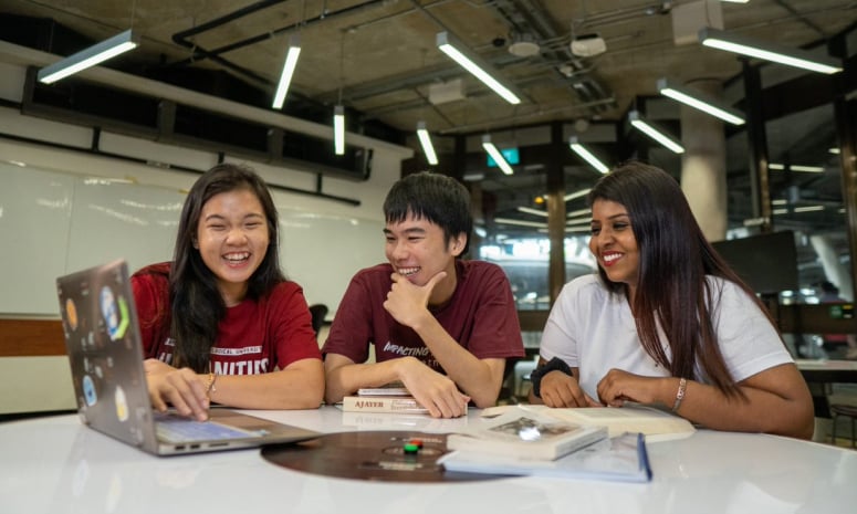 Students studying in the classroom