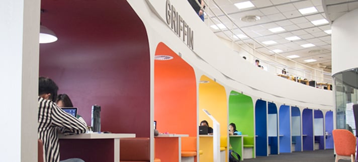 Griffin pods at Lee Wee Nam Library.