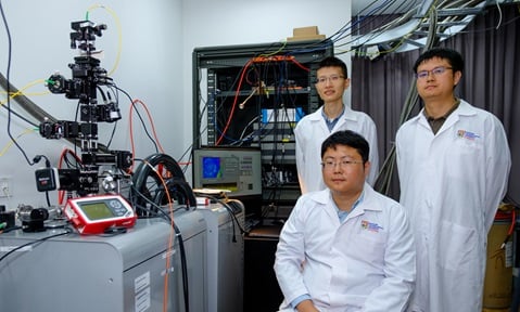 Dr Cai Xiangbin, Prof Gao Weibo and Dr Pan Haiyang from NTU’s School of Electrical and Electronic Engineering