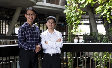 Nanyang Asst Prof Wong Liang Jie (left) and research fellow Dr Huang Sunchao from Nanyang Technological University, Singapore at The Hive building in the University.