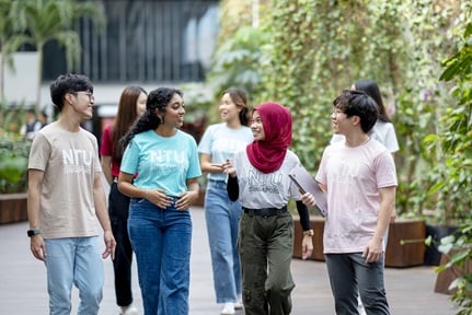 Photo of NTU students walking