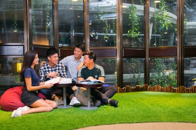 Students in casual discussion