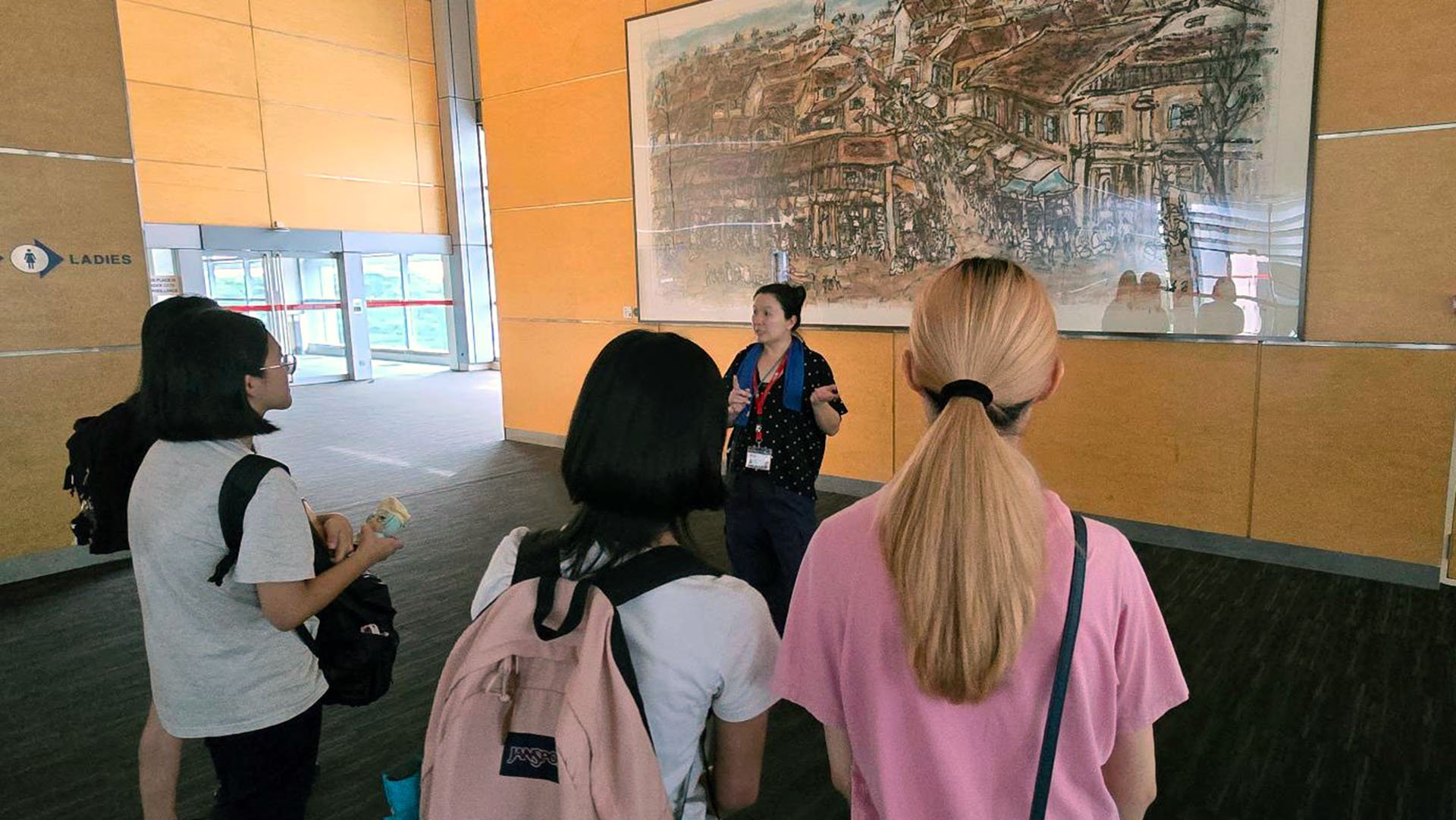 Campus Art Trail guided art walk - Lim Tze Peng's work in Nanyang Auditorium