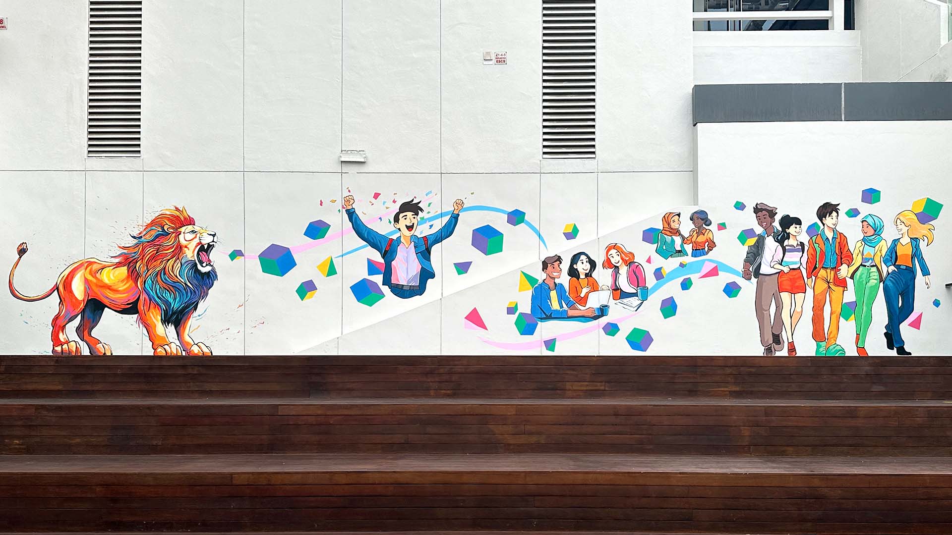 NTU Museum presents an 11m long mural painted by Jaxton Su located at AIA Canopy North Spine