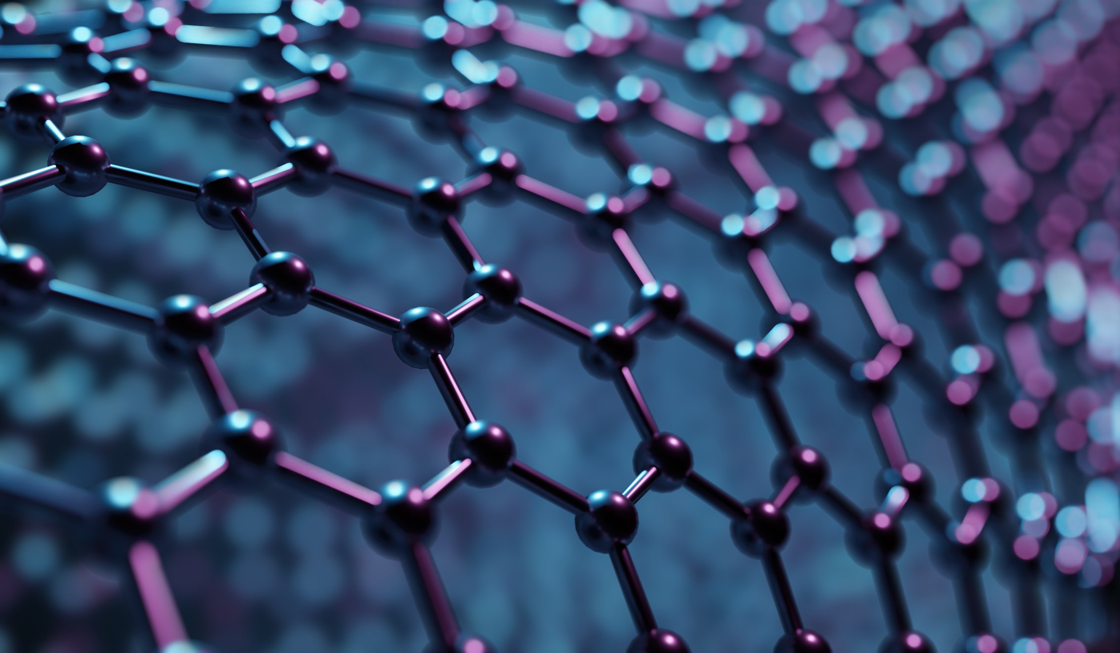 Structure of hexagonal nano material. Nanotechnology concept. Abstract background. 3D rendered illustration. stock photo