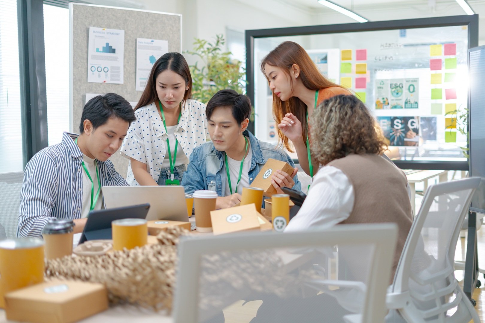 Group of adults working on project