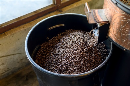 Coffee beans being roasted.