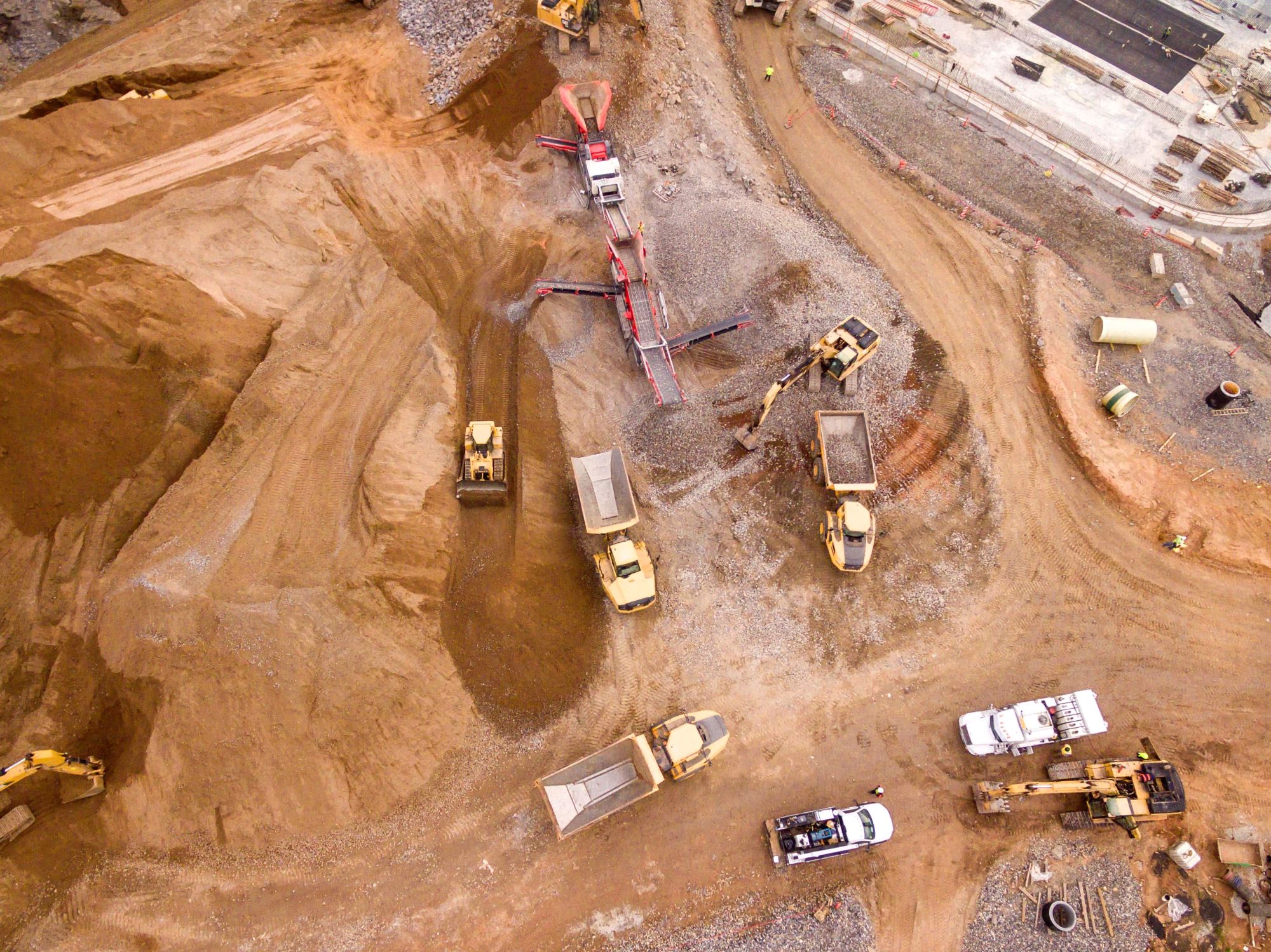 Aerial view of mining.