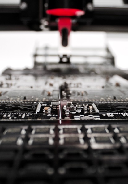 Close up of circuit board manufacturing