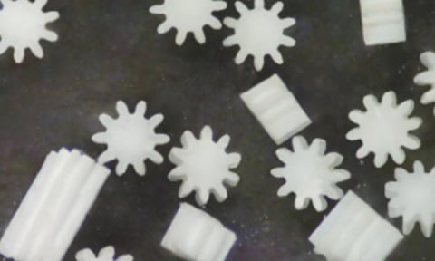 Gear shaped micro ceramic particles under the microscope (NTU Singapore research)