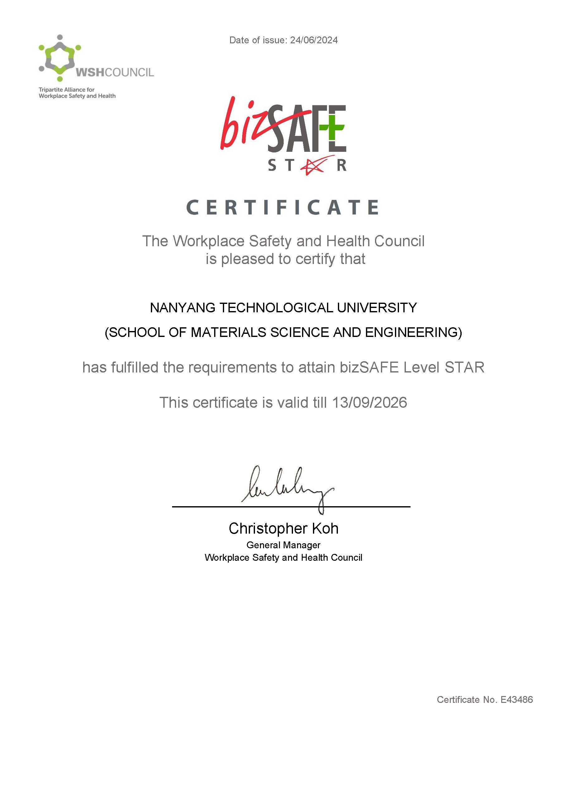 bizSAFE STAR Cert (MSE)