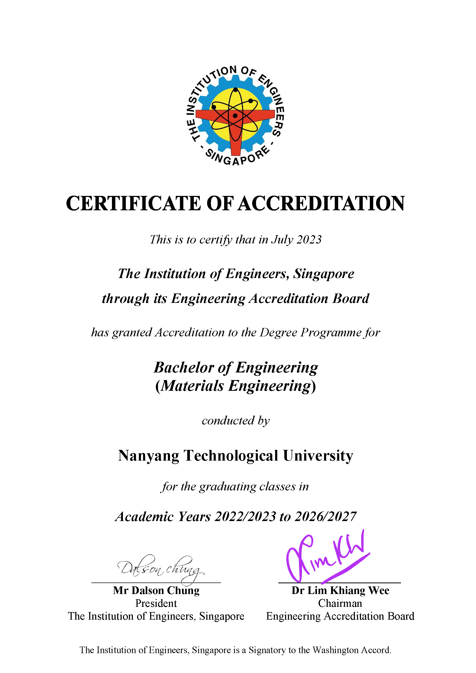 EAB Certificate - NTU MSE