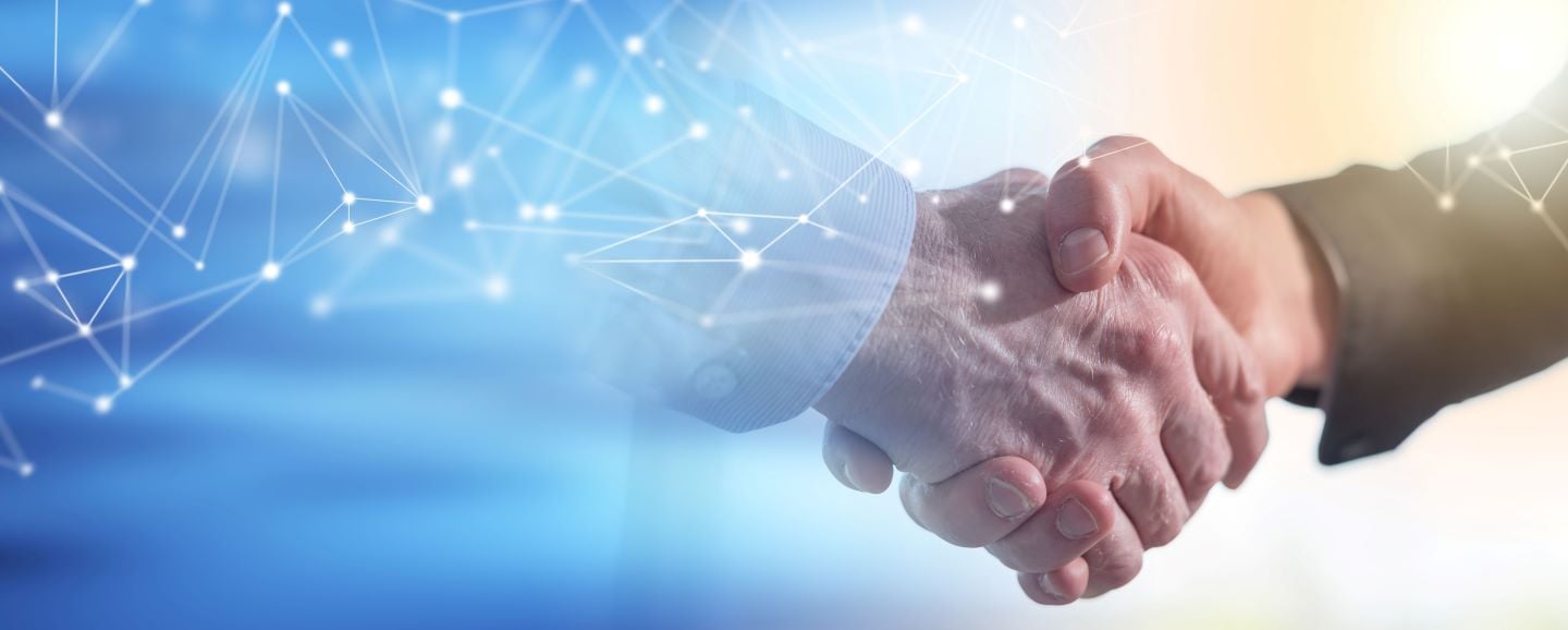 Handshake between industry partners with nodes of network