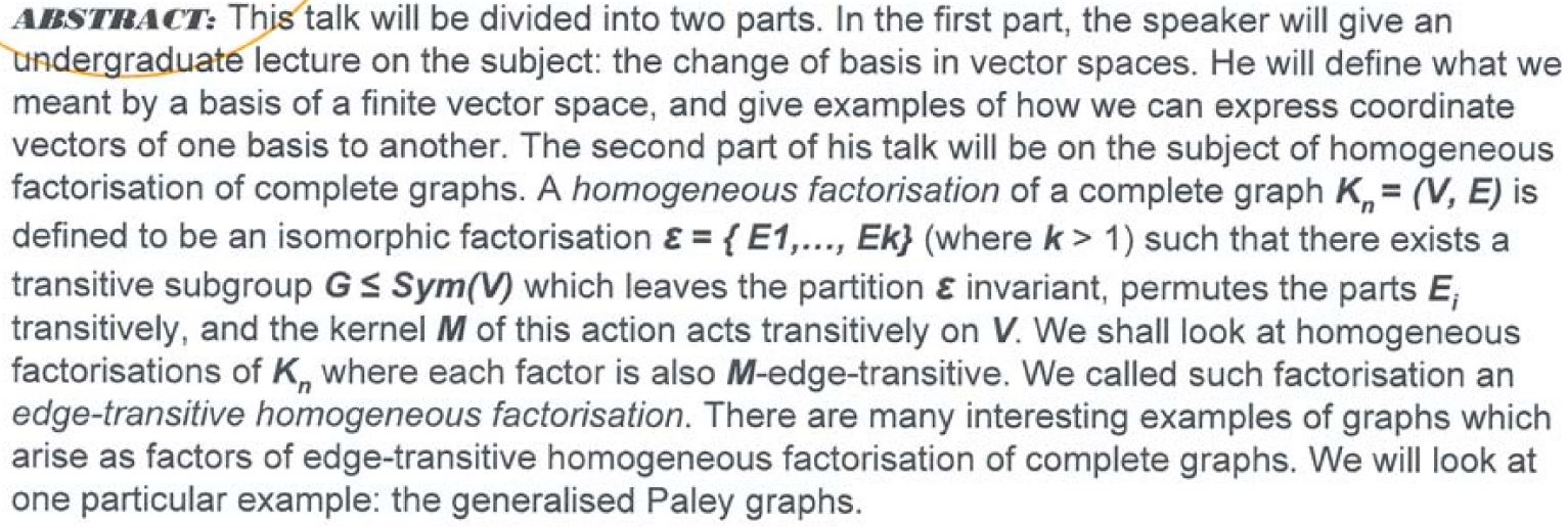 Seminar Abstract - Dr LimTianKoon