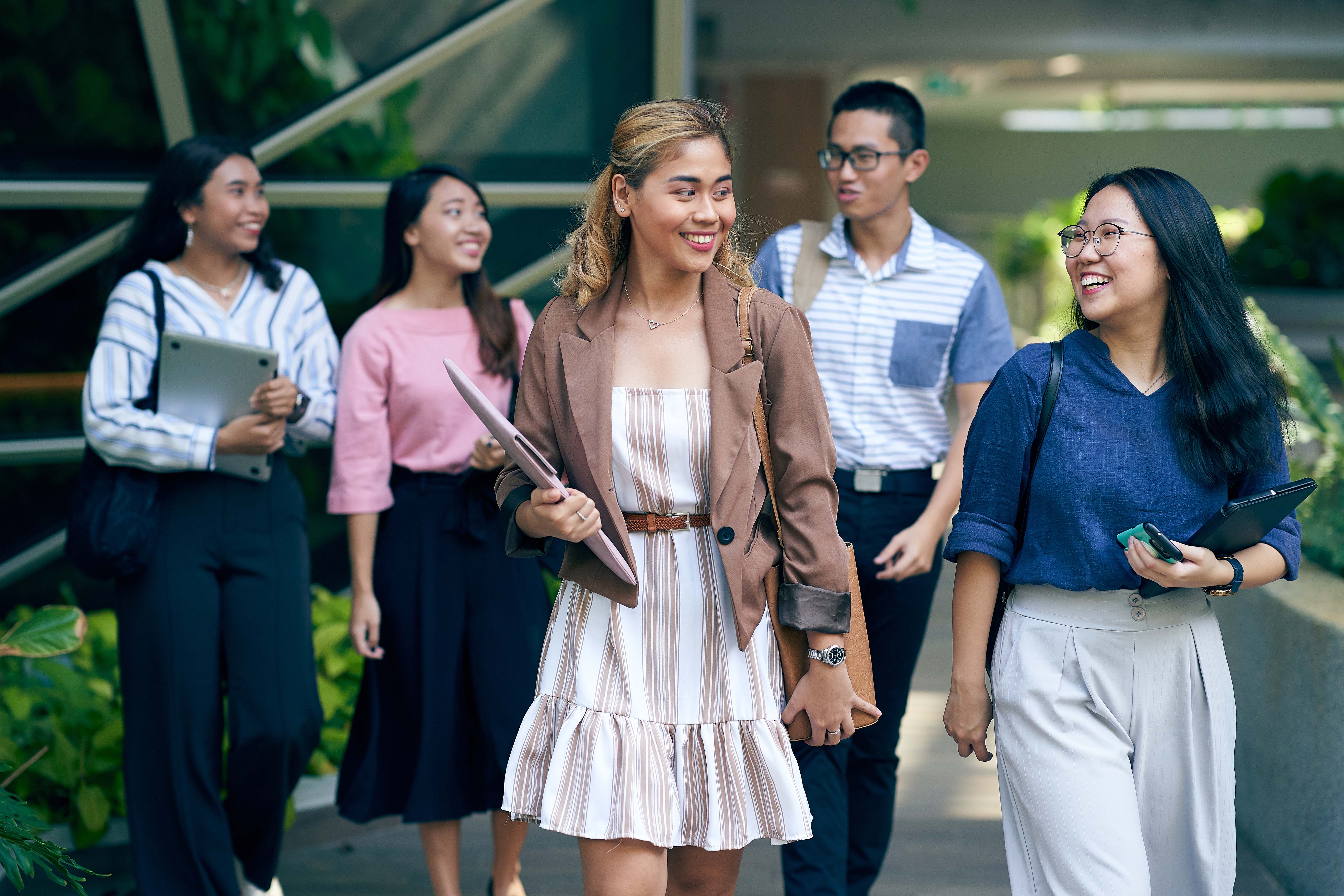 students walking to class