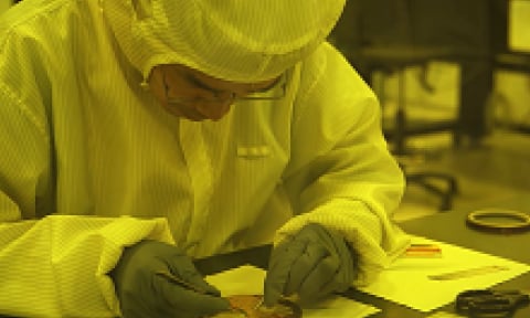 Researcher conducting research work in the lab