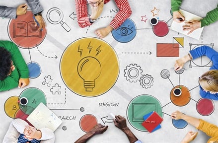 Team review infographic colourful workflow