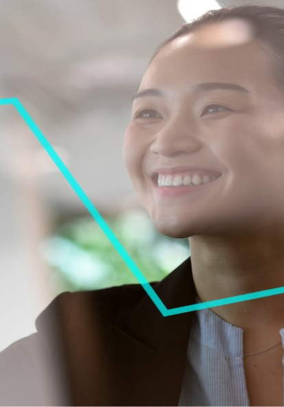 Graphically edited image of a girl drawing a graph in the air