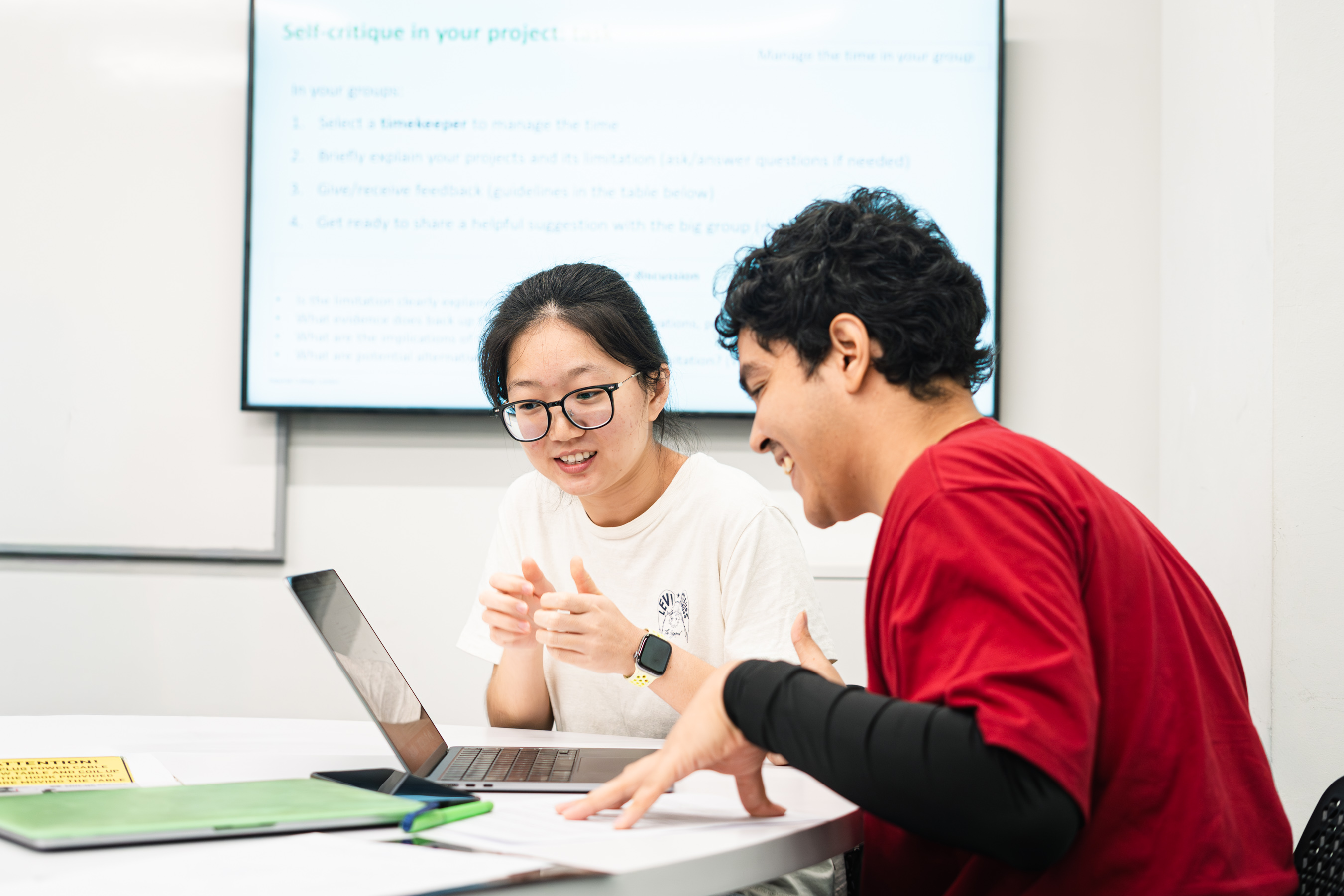 Students discussing at the Imperial–NTU Critical Thinking for Communication Masterclass 