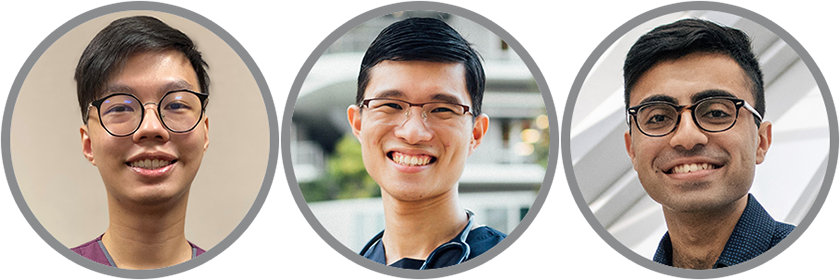 LKCMedicine Seniors (From left to right) Kenny Sung, Dr Aaron Goh Qi Yang, Karan Singh Randhawa