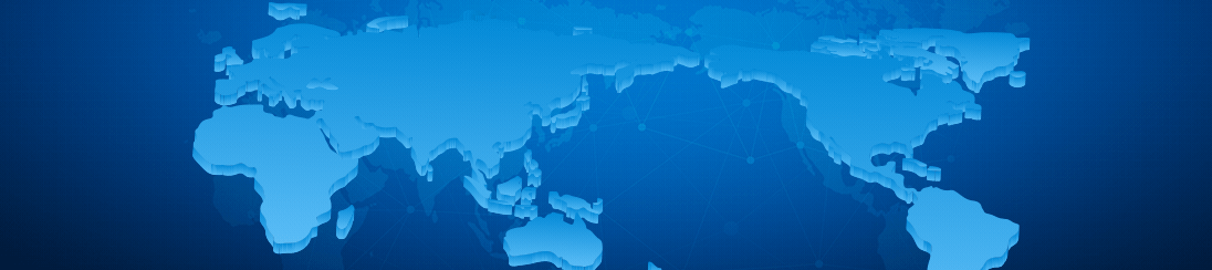 A blue map of the world, stretching from Europe to Asia, East to West | Two renowned schools, renowned faculty members, and a vast alumni network