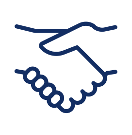 Icon of handshake for professional connections. Expand your business network with robust networking opportunities via NBS Alumni network globally.