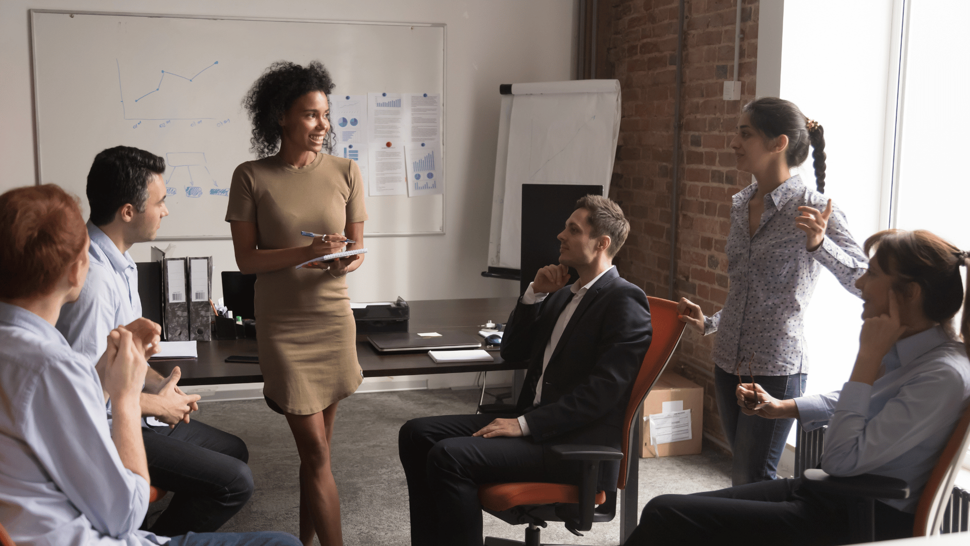 Employees discussing at a workplace