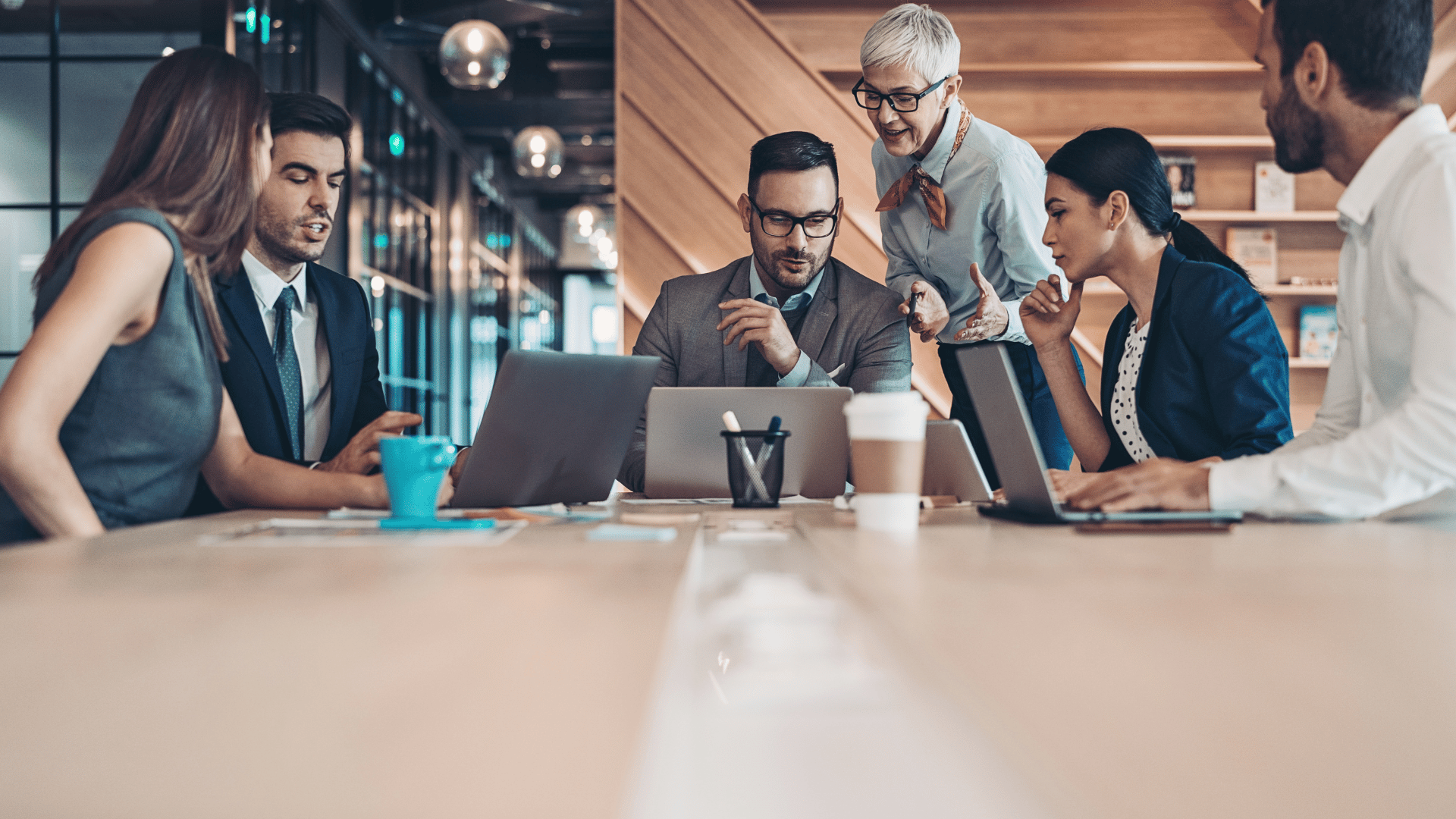 Businesspeople discussing work in the office
