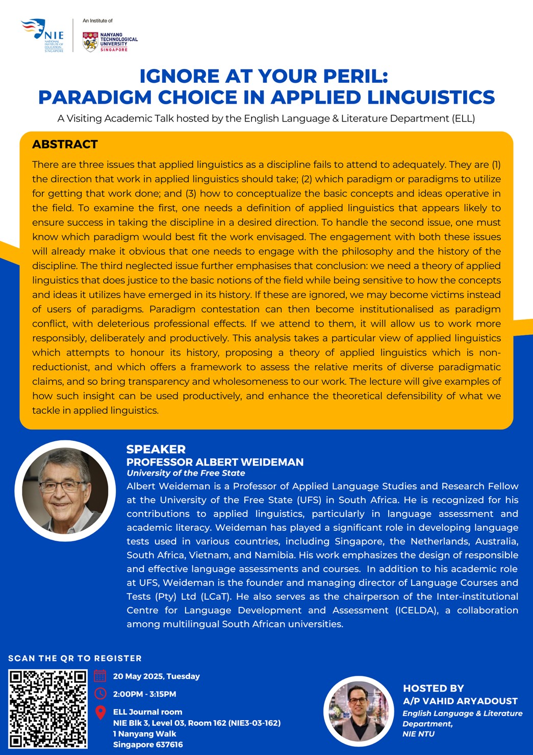 Poster - Talk by Prof Albert Weideman