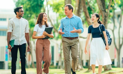 NIE staff walking outdoor together