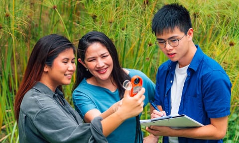 NIE sustainability team measuring chemical levels