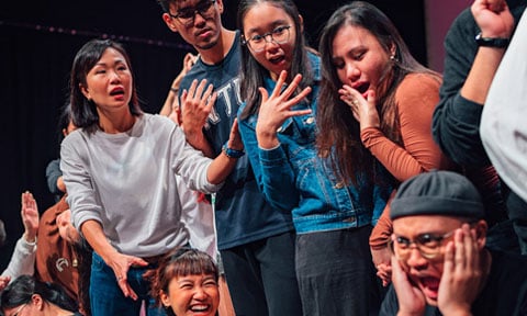 Theatre Troupe Group of 10 Performing Art Actors with Expressive Faces (480x288px)