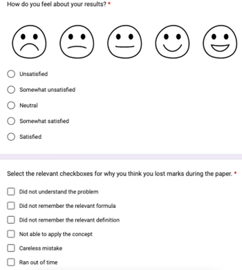 Post-exam reflection activity for students