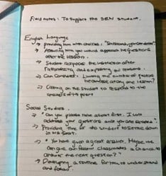 Field notes taken from classroom observations