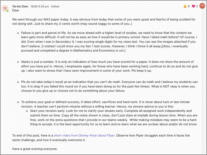 An encouragement post